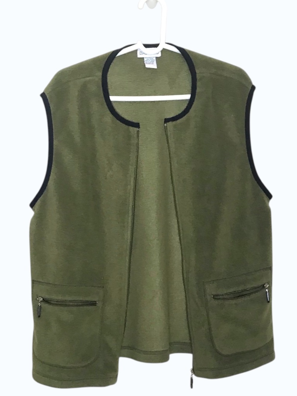 Dallaird Green Fleece Vest Zip Up Sleeveless Outdoor Casual Size M